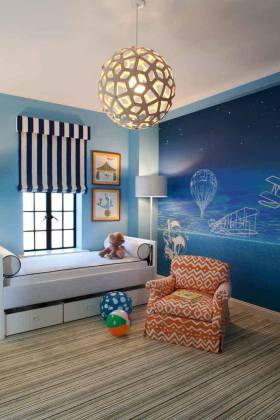 地中海风格儿童房手绘墙装修设计图