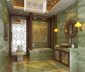 中式卫生间古典浴室柜装修效果图