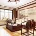 中式风格客厅山水画沙发背景墙装修搭配图