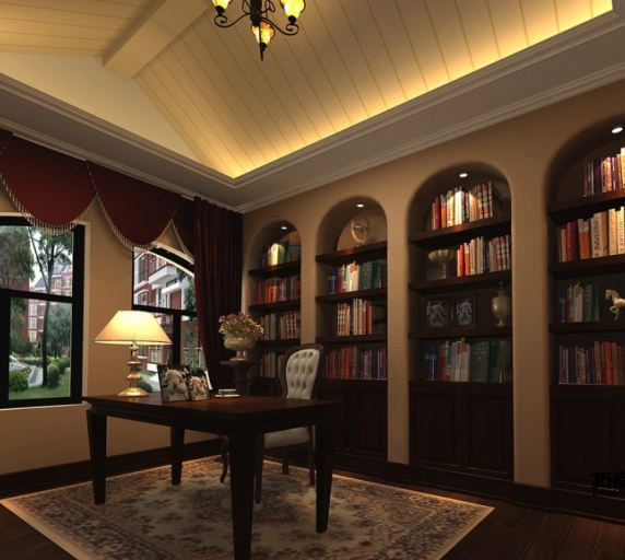 古典美式书房装修效果图，欣赏有时代情怀的古典美式!